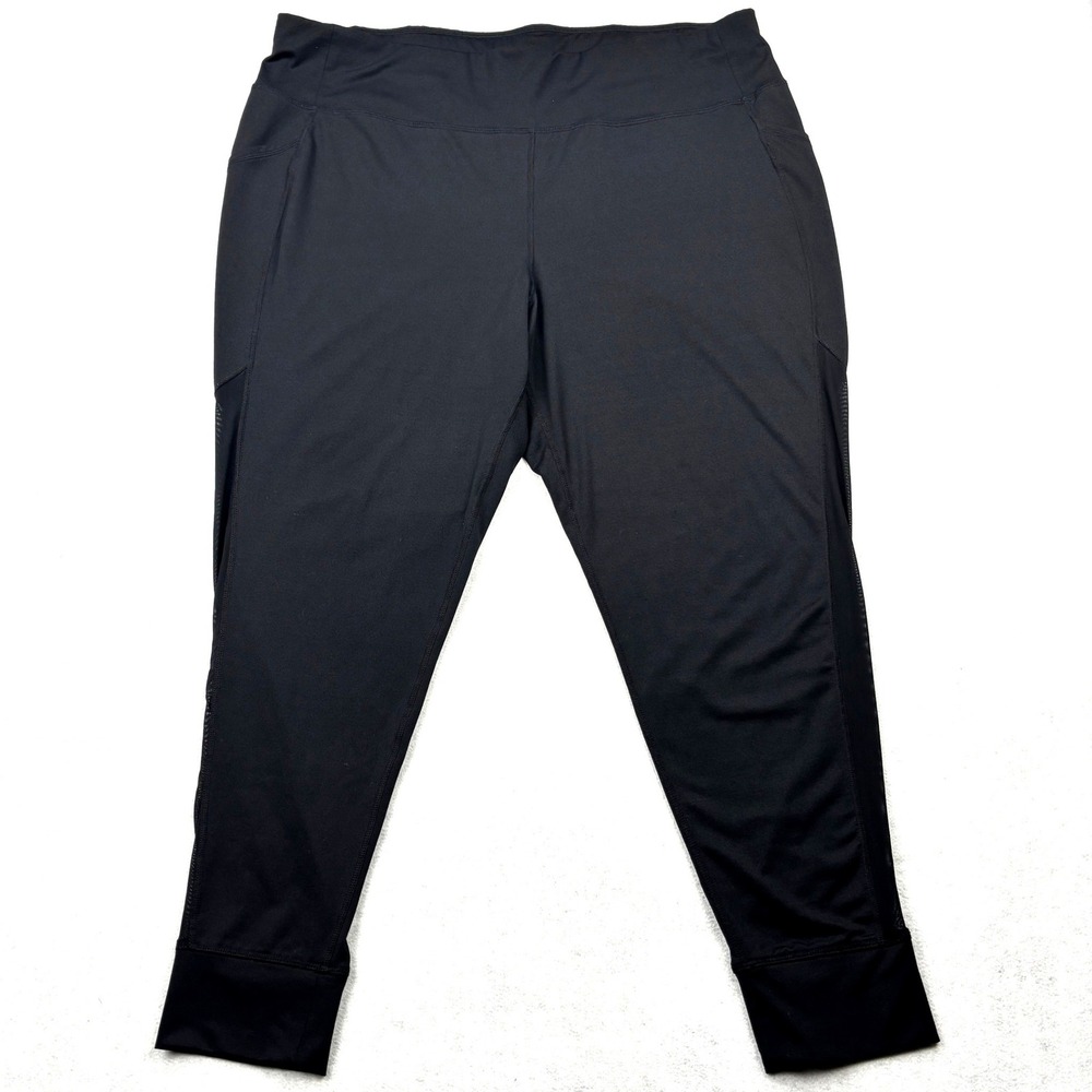 LIVI Active Lane Bryant Womens Plus 22 24 Black Mesh Panel Pocket Joggers Pants